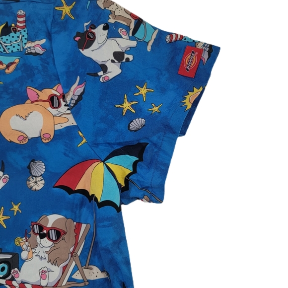 Dickies Women's Size Medium Multicolor Beach Dogs Scrub Top. NWOT - Picture 5 of 6